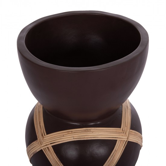 ΔΙΑΚΟΣΜΗΤΙΚΟ ΒΑΖΟ ΔΑΠΕΔΟΥ MAYNARD HM4672.07L TERRACOTTA ΣΟΚΟΛΑΤΙ-RATTAN Φ32x62.5Υεκ