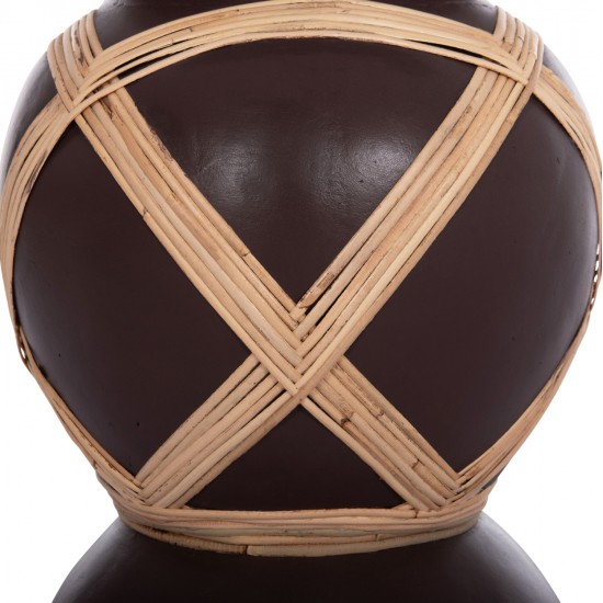 ΔΙΑΚΟΣΜΗΤΙΚΟ ΒΑΖΟ ΔΑΠΕΔΟΥ MAYNARD HM4672.07L TERRACOTTA ΣΟΚΟΛΑΤΙ-RATTAN Φ32x62.5Υεκ