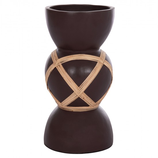 ΔΙΑΚΟΣΜΗΤΙΚΟ ΒΑΖΟ ΔΑΠΕΔΟΥ MAYNARD HM4672.07L TERRACOTTA ΣΟΚΟΛΑΤΙ-RATTAN Φ32x62.5Υεκ