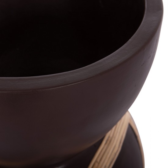 ΔΙΑΚΟΣΜΗΤΙΚΟ ΒΑΖΟ ΔΑΠΕΔΟΥ MAYNARD HM4672.07L TERRACOTTA ΣΟΚΟΛΑΤΙ-RATTAN Φ32x62.5Υεκ