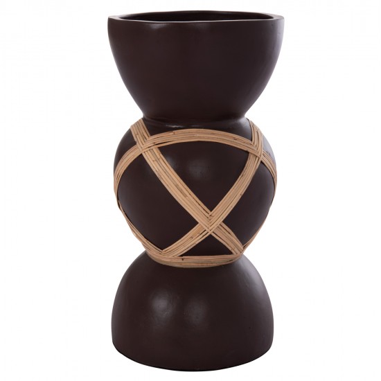 ΔΙΑΚΟΣΜΗΤΙΚΟ ΒΑΖΟ ΔΑΠΕΔΟΥ MAYNARD HM4672.07L TERRACOTTA ΣΟΚΟΛΑΤΙ-RATTAN Φ32x62.5Υεκ