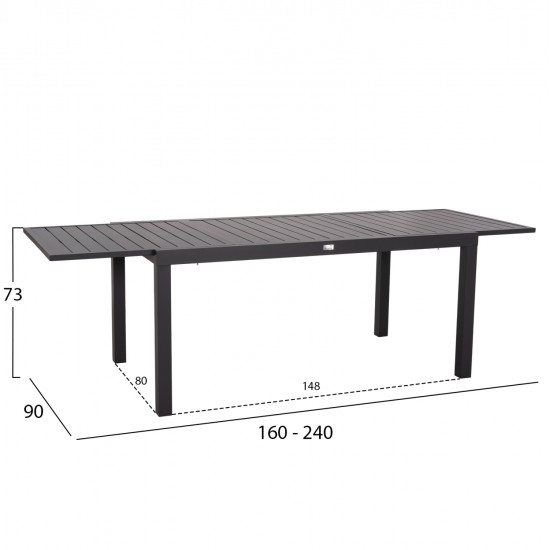 ΣΕΤ ΤΡΑΠΕΖΑΡΙΑΣ ΕΞ.ΧΩΡΟΥ 7ΤΜΧ KRUM HM21156 ΣΚΟΥΡΟ ΓΚΡΙ ΑΛΟΥΜΙΝΙΟ & P.Ε.ΣΧΟΙΝΙ