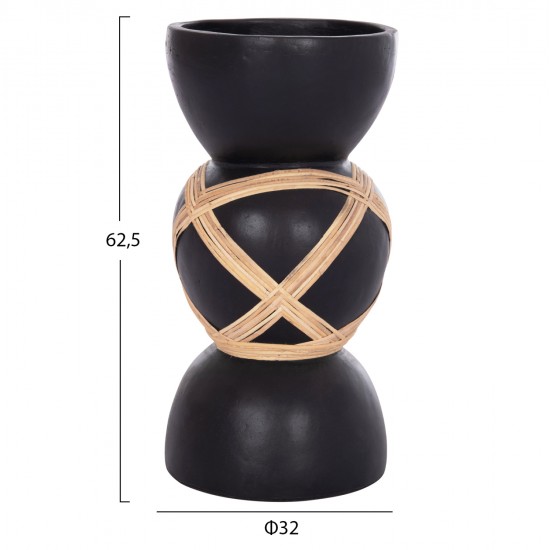ΔΙΑΚΟΣΜΗΤΙΚΟ ΒΑΖΟ ΔΑΠΕΔΟΥ MAYNARD HM4672.01L TERRACOTTA ΜΑΥΡΟ-RATTAN Φ32x62.5Υεκ