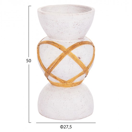 ΔΙΑΚΟΣΜΗΤΙΚΟ ΒΑΖΟ ΔΑΠΕΔΟΥ MAYNARD HM4672.02S TERRACOTTA ΛΕΥΚΟ--RATTAN Φ27.5x50Υεκ