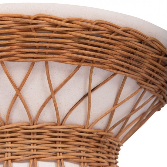 ΒΟΗΘΗΤΙΚΟ ΤΡΑΠΕΖΙ ΣΤΡΟΓΓΥΛΟ DELIA HM18167.02 FIBER CEMENT ΛΕΥΚΟ & RATTAN Φ40x45Υεκ