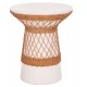 ΒΟΗΘΗΤΙΚΟ ΤΡΑΠΕΖΙ ΣΤΡΟΓΓΥΛΟ DELIA HM18167.02 FIBER CEMENT ΛΕΥΚΟ & RATTAN Φ40x45Υεκ