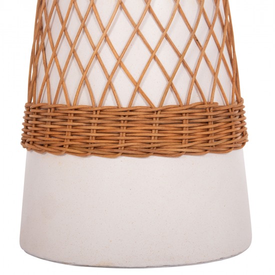 ΒΟΗΘΗΤΙΚΟ ΤΡΑΠΕΖΙ ΣΤΡΟΓΓΥΛΟ DELIA HM18167.02 FIBER CEMENT ΛΕΥΚΟ & RATTAN Φ40x45Υεκ