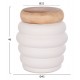 ΣΚΑΜΠΟ PUFFAT HM18172.02 FIBER CEMENT ΛΕΥΚΟ- ΞΥΛΟ TEAK TOP Φ45x46Υεκ.