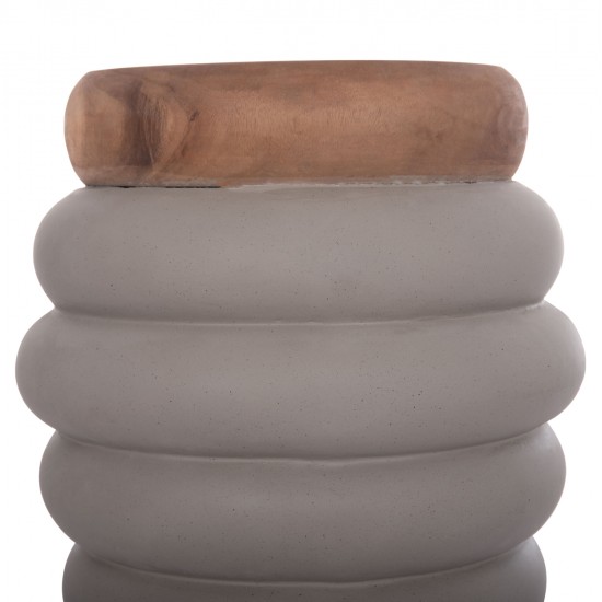 ΣΚΑΜΠΟ PUFFAT HM18172.03 FIBER CEMENT ΓΚΡΙ- ΞΥΛΟ TEAK TOP Φ45x46Υεκ.