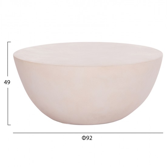 ΤΡΑΠΕΖΙ ΣΑΛΟΝΙΟΥ ΣΤΡΟΓΓΥΛΟ ALLAN HM18162.02 FIBER CEMENT ΣΕ ΛΕΥΚΟ--Φ92x49Υεκ.