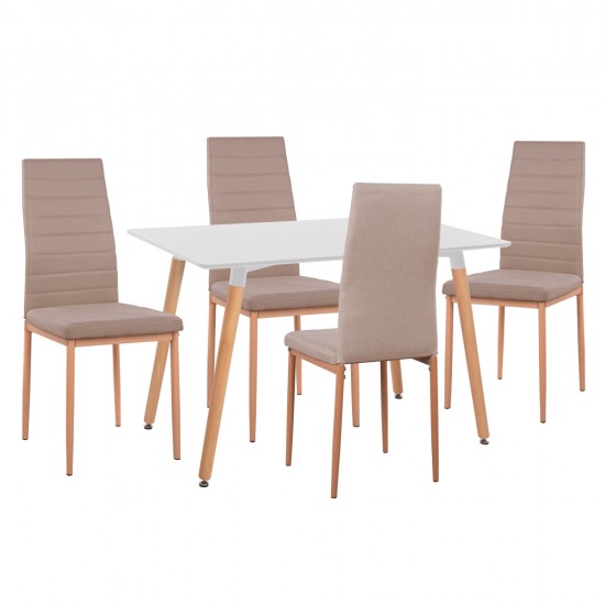 ΣΕΤ ΤΡΑΠΕΖΑΡΙΑΣ 5ΤΜΧ MINIMAL HM11767 ΛΕΥΚΟ MDF-ΜΠΕΖ ΥΦΑΣΜΑ