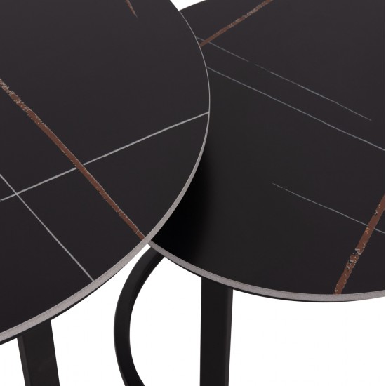 ΤΡΑΠΕΖΙ ΣΑΛΟΝΙΟΥ 2ΤΜΧ TALOS ΚΕΡΑΜΙΚΟ TOP ΜΕ ΟΨΗ ΜΑΥΡΟΥ ΜΑΡΜΑΡΟΥ HM18140.02 Φ70+Φ50