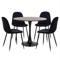 ΣΕΤ ΤΡΑΠΕΖΑΡΙΑΣ 5ΤΜΧ BROLIN HM21191 MDF TOP-ΜΕΤΑΛΛΙΚΑ ΠΟΔΙΑ-ΒΕΛΟΥΔΟ--ΜΑΥΡΟ
