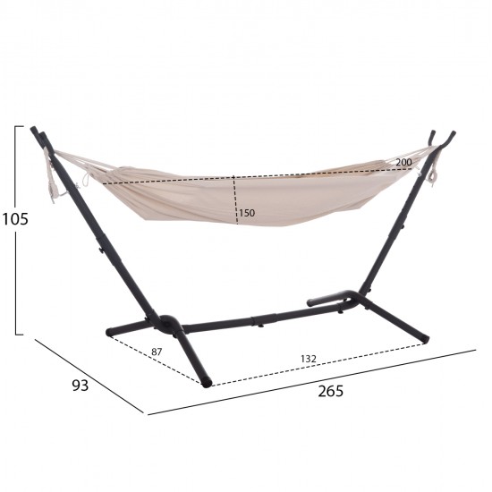ΑΙΩΡΑ CRAVE HM6304.02 ΑΝΘΡΑΚΙ ΜΕΤΑΛΛΙΚΟΣ ΣΚΕΛΕΤΟΣ--ΜΠΕΖ ΥΦΑΣΜΑ 265x93x105Υεκ