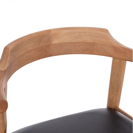 ΠΟΛΥΘΡΟΝΑ CERSEI HM9946.01 RUBBERWOOD ΣΕ LIGHT OAK & PU ΣΕ ΜΑΥΡΟ 57x53x72Υεκ