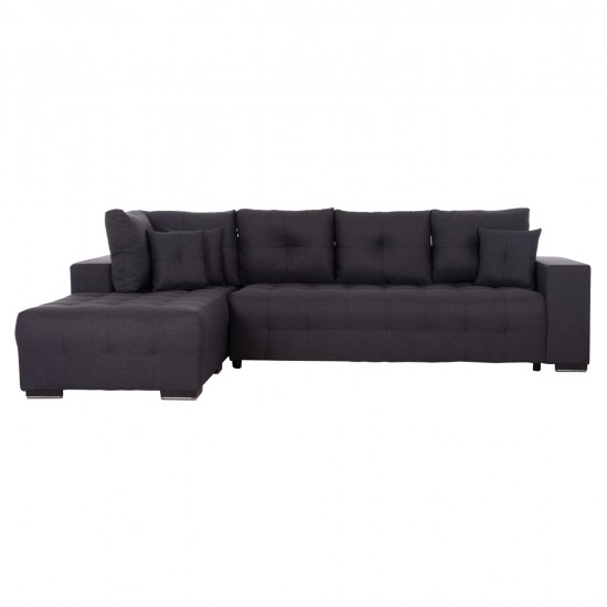ΓΩΝΙΑΚΟΣ ΚΑΝΑΠΕΣ-ΚΡΕΒΑΤΙ ΜΕ ΑΠΟΘ.ΧΩΡΟ TRENDSTON HM3302.01L ΓΚΡΙ ΥΦΑΣΜΑ 298x177x95Υεκ