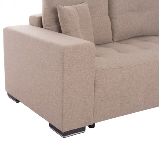 ΓΩΝΙΑΚΟΣ ΚΑΝΑΠΕΣ-ΚΡΕΒΑΤΙ ΜΕ ΑΠΟΘ.ΧΩΡΟ TRENDSTON HM3302.03R ΜΠΕΖ ΥΦΑΣΜΑ 298x177x95Υεκ
