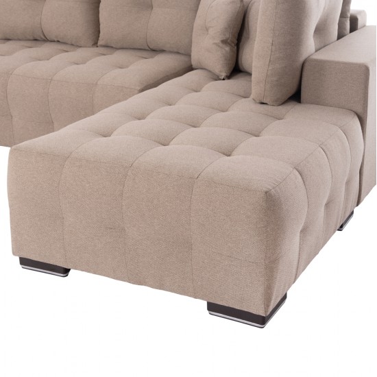 ΓΩΝΙΑΚΟΣ ΚΑΝΑΠΕΣ-ΚΡΕΒΑΤΙ ΜΕ ΑΠΟΘ.ΧΩΡΟ TRENDSTON HM3302.03R ΜΠΕΖ ΥΦΑΣΜΑ 298x177x95Υεκ