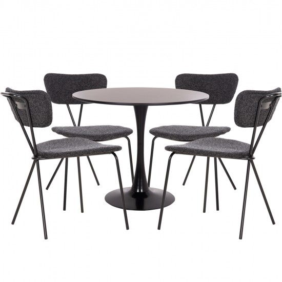 ΣΕΤ ΤΡΑΠΕΖΑΡΙΑΣ 5ΤΜΧ BROLIN HM21200 MDF TOP & ΜΕΤΑΛΛΟ ΜΑΥΡΟ-ΣΚΟΥΡΟ ΓΚΡΙ ΥΦΑΣΜΑ