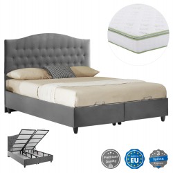 ΚΡΕΒΑΤΙ ΜΕ ΣΤΡΩΜΑ ΔΙΠΛΟ MALENA HM21164 ΓΚΡΙ ΒΕΛΟΥΔΟ & ΑΠΟΘ.ΧΩΡΟΣ-ΓΙΑ 160x200εκ.