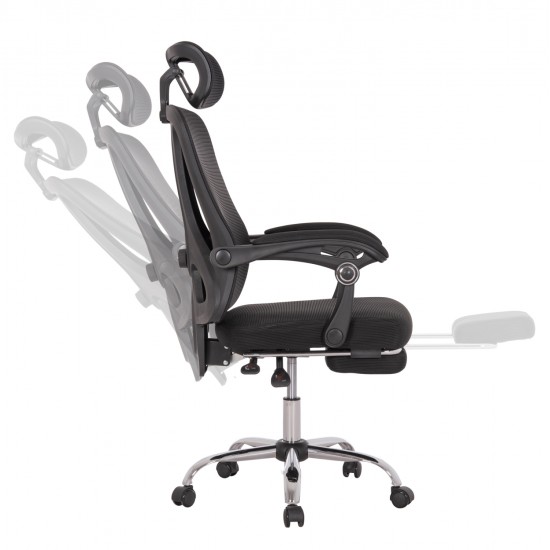 ΚΑΡΕΚΛΑ ΓΡΑΦΕΙΟΥ BARNET HM18258.01 ΜΑΥΡΟ MESH-ΜΑΥΡΟΣ ΣΚΕΛΕΤΟΣ NYLON 61x62x123Υ