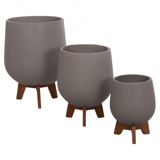 ΣΕΤ 3 ΓΛΑΣΤΡΕΣ ΜΕ TEAK ΒΑΣΕΙΣ TRYLL HM4681.03 FIBER CEMENT--ΓΚΡΙ