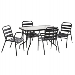 ΣΕΤ ΤΡΑΠΕΖΑΡΙΑΣ 5ΤΜΧ ADAM HM21219.01 ΚΑΡΕΚΛΕΣ ΜΕΤΑΛΛΙΚΕΣ & ΤΡΑΠΕΖΙ 110x60 ΜΑΥΡΟ