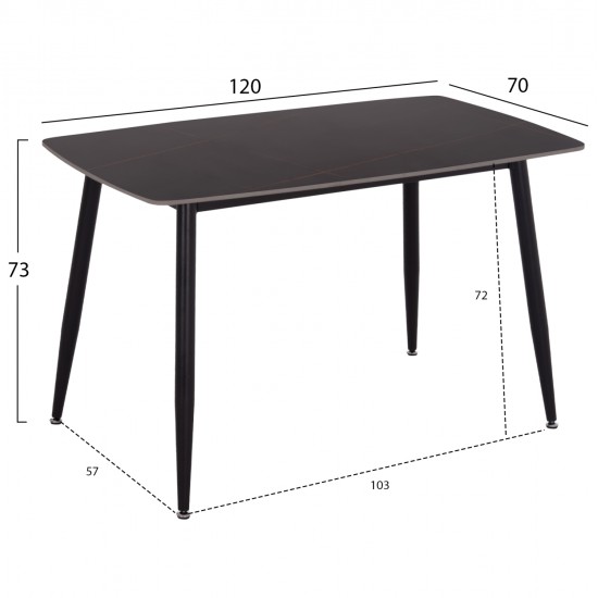 ΣΕΤ ΤΡΑΠΕΖΑΡΙΑΣ 5ΤΜΧ RAVEN HM21068.02 ΚΕΡΑΜΙΚΟ TOP ΜΑΥΡΟ ΜΑΡΜΑΡΟ--ΓΚΡΙ ΥΦΑΣΜΑ