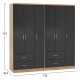 ΝΤΟΥΛΑΠΑ 6ΦΥΛΛΗ CAESAR HM21236.01 ΜΕΛΑΜΙΝΗ SONAMA & ΣΚΟΥΡΟ ΓΚΡΙ 180x42,5Χ181Υεκ.
