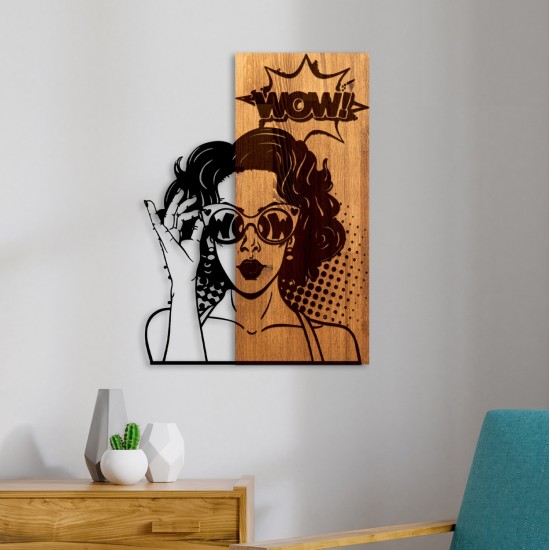 ΔΙΑΚΟΣΜΗΤΙΚΟ ΤΟΙΧΟΥ ΟΨΗ ΓΥΝΑΙΚΑΣ HM4758-ΦΥΛΛΑ ΜΕΤΑΛΛΟΥ ΜΑΥΡΑ-ΞΥΛΟ 42x3(βάθος)x58Υεκ.