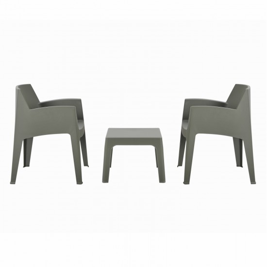 ΣΕΤ 3ΤΜΧ ΠΟΛΥΠΡΟΠΥΛΕΝΙΟΥ SLEEK HM21267.05 ΤΡΑΠΕΖΑΚΙ & 2 ΠΟΛΥΘΡΟΝΕΣ-DARK OLIVE GREEN