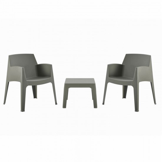 ΣΕΤ 3ΤΜΧ ΠΟΛΥΠΡΟΠΥΛΕΝΙΟΥ SLEEK HM21267.05 ΤΡΑΠΕΖΑΚΙ & 2 ΠΟΛΥΘΡΟΝΕΣ-DARK OLIVE GREEN