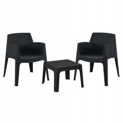 ΣΕΤ 3ΤΜΧ ΠΟΛΥΠΡΟΠΥΛΕΝΙΟΥ SLEEK HM21267.02 ΤΡΑΠΕΖΑΚΙ & 2 ΠΟΛΥΘΡΟΝΕΣ-ΜΑΥΡΟ