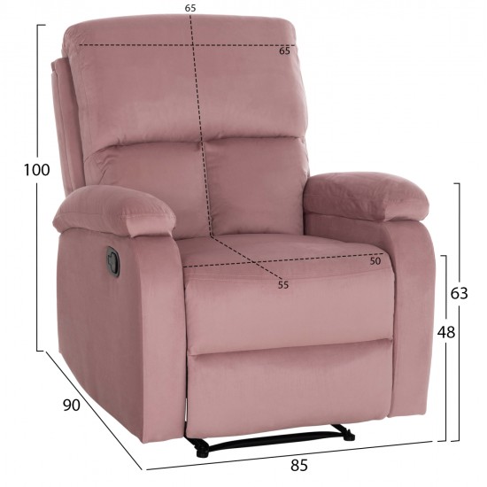 ΠΟΛΥΘΡΟΝΑ RELAX DIONI HM3296.02 ΡΟΖ ΒΕΛΟΥΔΟ 85x90x100Υεκ.