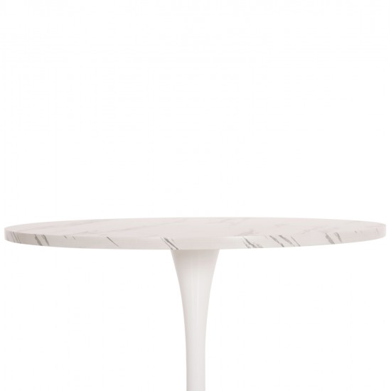 ΤΡΑΠΕΖΙ ΤΡΑΠΕΖΑΡΙΑΣ ROLLO HM9421.11 ΣΤΡΟΓΓΥΛΟ WHITE MARBLE Φ90x74Υεκ.