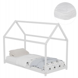 ΚΡΕΒΑΤΙ ΠΑΙΔΙΚΟ ΜΕ ΣΤΡΩΜΑ PEPE HM21302.01 ΞΥΛΟ ΠΕΥΚΟΥ ΣΕ ΛΕΥΚΟ--ΣΤΡΩΜΑ 90x190εκ