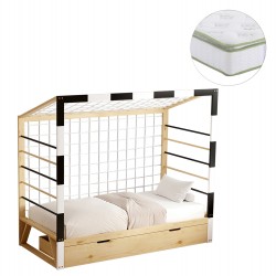 ΚΡΕΒΑΤΙ ΠΑΙΔΙΚΟ ΜΕ ΣΤΡΩΜΑ GOALIE HM21309 ΠΕΥΚΟ ΦΥΣΙΚΟ-ΛΕΥΚΟ-ΜΑΥΡΟ--ΣΤΡΩΜΑ 90x190εκ
