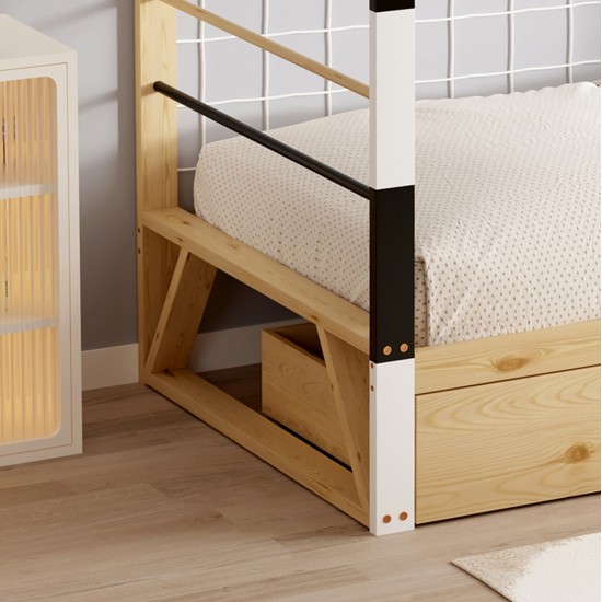 ΚΡΕΒΑΤΙ ΠΑΙΔΙΚΟ ΜΕ ΣΤΡΩΜΑ GOALIE HM21309 ΠΕΥΚΟ ΦΥΣΙΚΟ-ΛΕΥΚΟ-ΜΑΥΡΟ--ΣΤΡΩΜΑ 90x190εκ