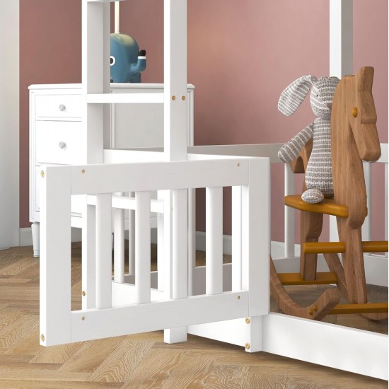 ΚΟΥΚΕΤΑ ΠΑΙΔΙΚΗ ΜΕ ΠΑΡΚΑΚΙ PLAYKID HM21312.01 ΞΥΛΟ ΠΕΥΚΟΥ ΛΕΥΚΟ--ME ΣΤΡΩΜΑ 90x190εκ