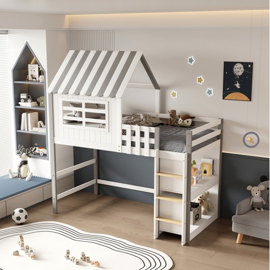 ΚΟΥΚΕΤΑ ΠΑΙΔΙΚΗ ΜΕ ΡΑΦΙΑ HOMI HM21321 ΞΥΛΟ ΠΕΥΚΟΥ ΛΕΥΚΟ/ΓΚΡΙ--ΜΕ ΣΤΡΩΜΑ 90x190εκ