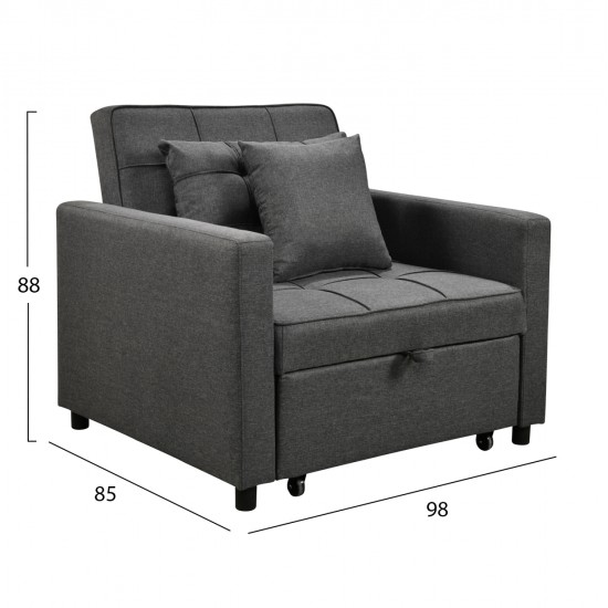 ΠΟΛΥΘΡΟΝΑ-ΚΡΕΒΑΤΙ MERO HM3306.01 ΓΚΡΙ ΥΦΑΣΜΑ 98x85x88Υεκ.
