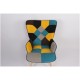 Πολυθρόνα ArteLibre BRIAR Κίτρινο/Μπλε Patchwork Ύφασμα/Ξύλο 73x69x96cm