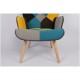 Πολυθρόνα ArteLibre BRIAR Κίτρινο/Μπλε Patchwork Ύφασμα/Ξύλο 73x69x96cm