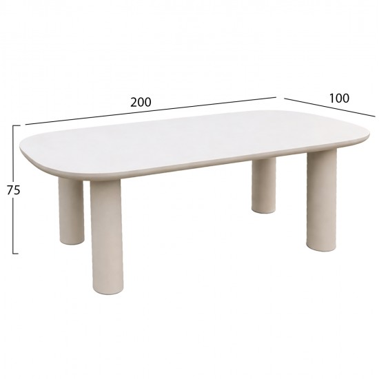ΤΡΑΠΕΖΙ ΤΡΑΠΕΖΑΡΙΑΣ FIBER CEMENT KIORA HM6597.02 ΜΠΕΖ 200x100x76Υεκ