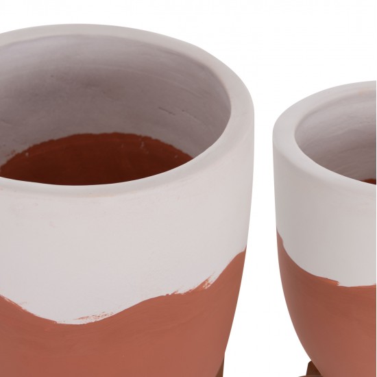 ΓΛΑΣΤΡΕΣ ΣΕΤ 2ΤΜΧ SEON HM4686.08 TERRACOTTA ΣΕ ΛΕΥΚΟ & ΤΕΡΑΚΟΤΑ--TEAK ΒΑΣΗ