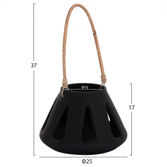 ΕΠΙΤΡΑΠΕΖΙΟ ΦΑΝΑΡΙ ERANTYL HM4696.01S ΜΑΥΡΟ FIBER CEMENT & ΧΕΡΟΥΛΙ RATTAN Φ25x17Yεκ.