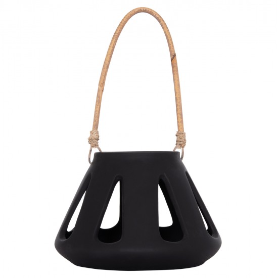 ΕΠΙΤΡΑΠΕΖΙΟ ΦΑΝΑΡΙ ERANTYL HM4696.01S ΜΑΥΡΟ FIBER CEMENT & ΧΕΡΟΥΛΙ RATTAN Φ25x17Yεκ.