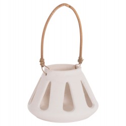 ΕΠΙΤΡΑΠΕΖΙΟ ΦΑΝΑΡΙ ERANTYL HM4696.02S ΛΕΥΚΟ FIBER CEMENT & ΧΕΡΟΥΛΙ RATTAN Φ25x17Yεκ.