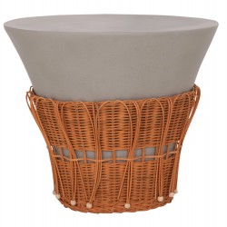 ΤΡΑΠΕΖΙ ΣΑΛΟΝΙΟΥ PERRAL HM18164.03L FIBER CEMENT ΓΚΡΙ-ΦΥΣΙΚΟ RATTAN--Φ55x45Υεκ