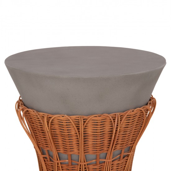 ΤΡΑΠΕΖΙ ΒΟΗΘΗΤΙΚΟ PERRAL HM18164.03S FIBER CEMENT ΓΚΡΙ-ΦΥΣΙΚΟ RATTAN--Φ42x36Υεκ